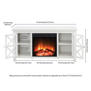 Hudson & Canal Colton TV Stand with Log Fireplace Insert - White, , hires