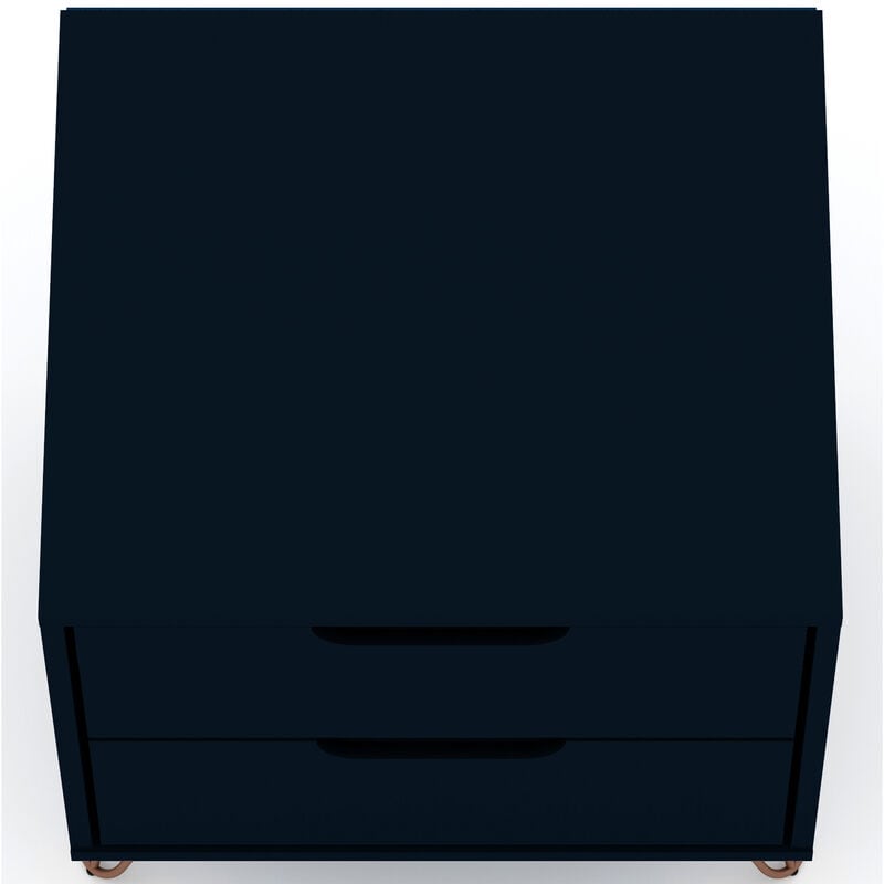 Manhattan Comfort Rockefeller Mid-Century Modern 2-Drawer Nightstand - Tatiana Midnight Blue, Midnight Blue, hires
