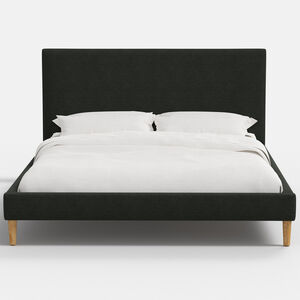 Skyline Furniture Linen Fabric Upholstered Queen Size Platform Bed - Black, Black, hires
