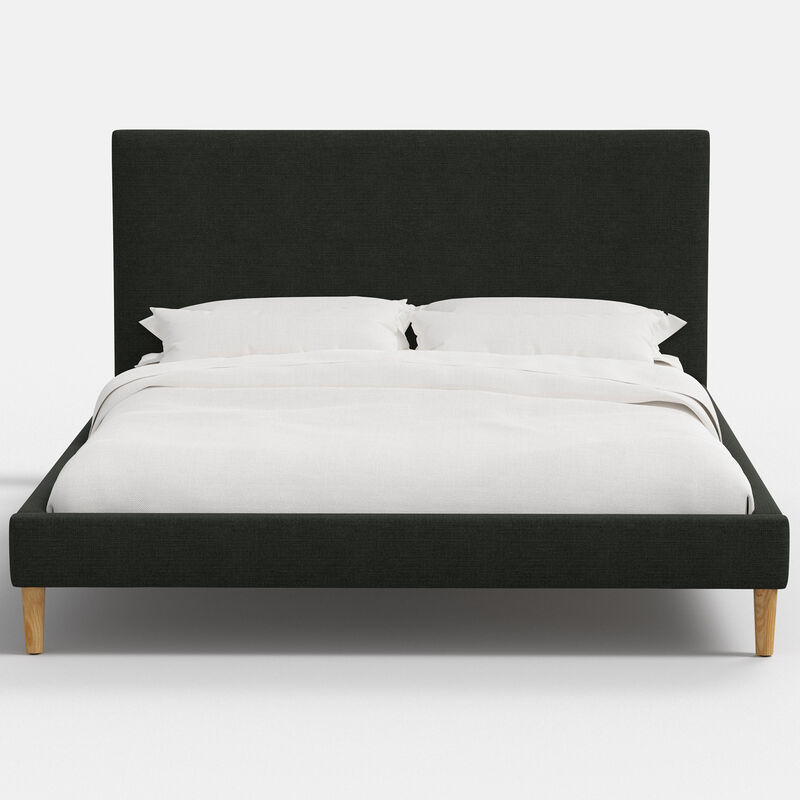 Skyline Furniture Linen Fabric Upholstered Queen Size Platform Bed - Black, Black, hires