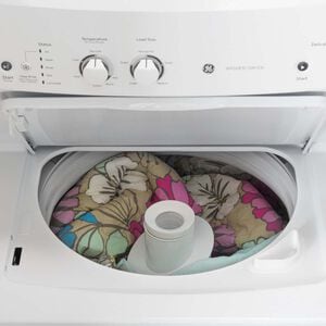GE 27 in. Laundry Center with 3.8 cu. ft. Washer with 11 Wash Programs & 5.9 cu. ft. Gas Dryer with 4 Dryer Programs & Wrinkle Care - White, White, hires