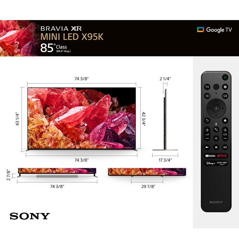 Sony - 85" Class Bravia X95K Series Mini-LED 4K UHD Smart Google TV, , hires