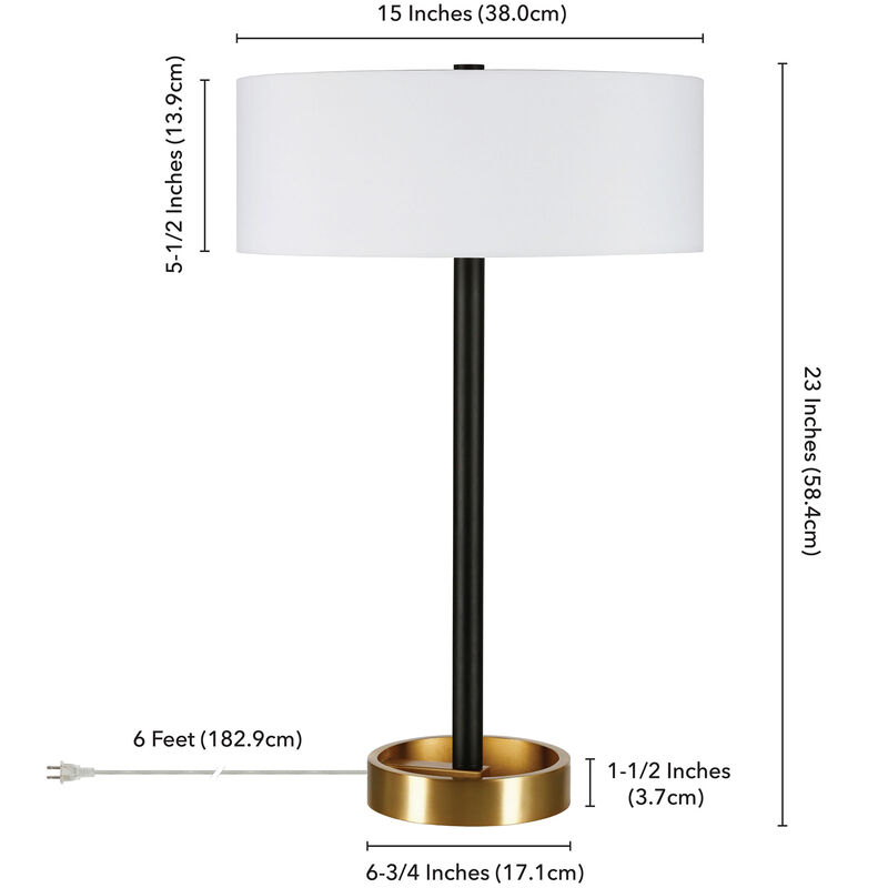 Hudson & Canal Estella Two-Tone Table Lamp - Black/Brass/ White, , hires