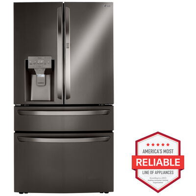 LG 36 in. 29.5 cu. ft. Smart 4-Door French Door Refrigerator with External Ice & Water Dispenser- Black Stainless Steel | LRMDS3006D