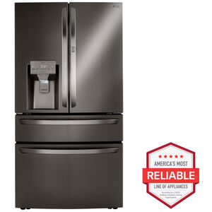 LG 36 in. 29.5 cu. ft. Smart 4-Door French Door Refrigerator with External Ice & Water Dispenser- Black Stainless Steel, Black Stainless Steel, hires