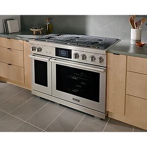 Dacor Transitional Series 48 in. 8.8 cu. ft. Smart Air-Fry Dual Convection Steam Double Oven Dual Fuel Range with 6 Sealed Burners - Silver Stainless, , hires