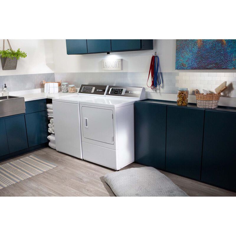 Speed Queen DR7 27 in. 7.0 cu. ft. Gas Dryer with Pet Plus Cycle, Sensor Dry, Sanitize & Steam Cycle - White, White, hires