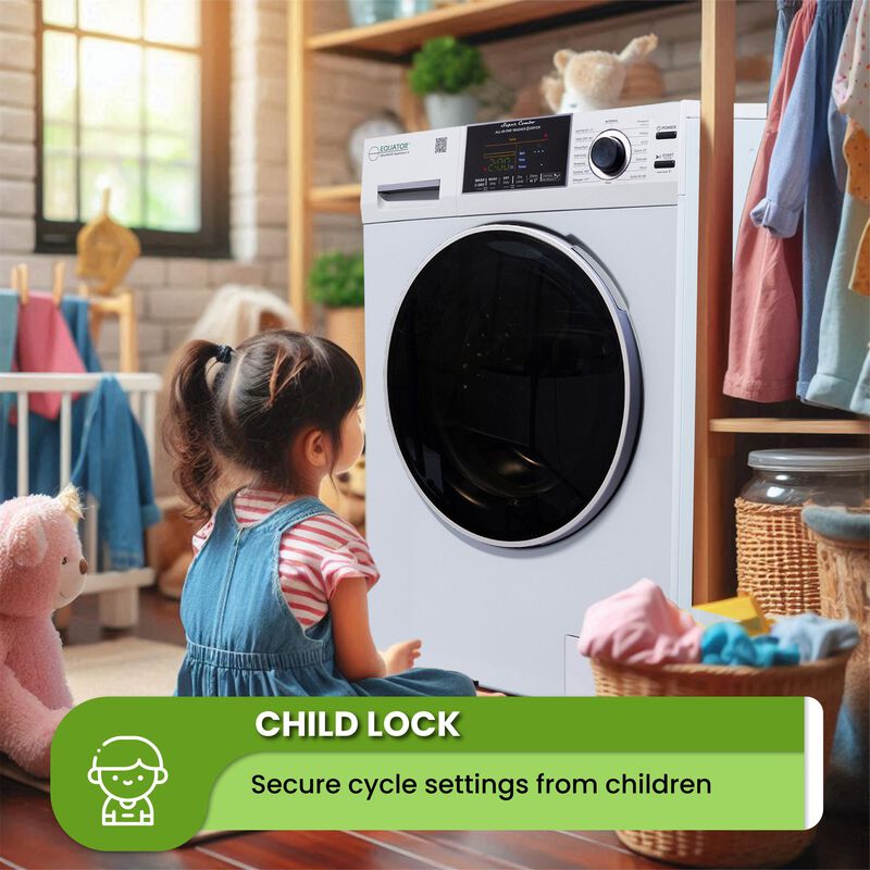 Equator 24 in. 1.9 cu. ft. Electric Front Load Vented/Ventless All-in-One Washer/Dryer Combo with Sanitize Cycle & Sensor Dry - White, White, hires