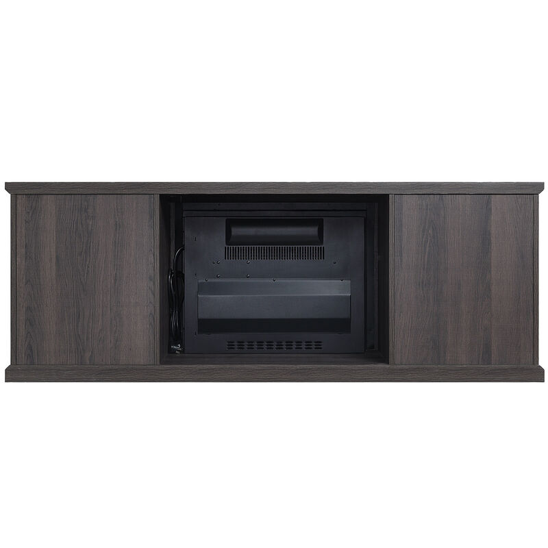 Manhattan Comfort Franklin 60" Fireplace Console - Heavy Brown, , hires