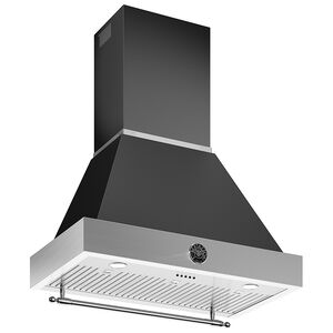 Bertazzoni Heritage Series 36 in. Convertible Chimney Style Range Hood with 600 CFM, 3 Fan Speeds & 2 LED Lights - Stainless Steel, , hires