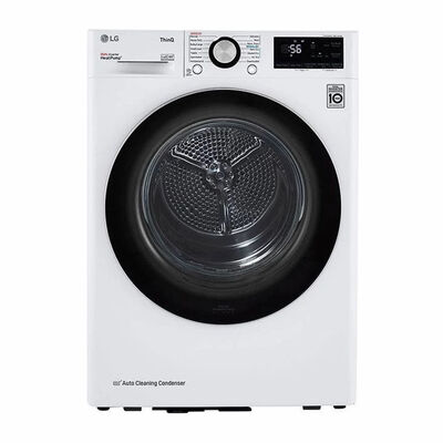 LG 24 in. 4.2 cu. ft. Smart Stackable Ventless Electric Dryer with Heat Pump, Sensor Dry & Sanitize Cycle - White | DLHC1455W