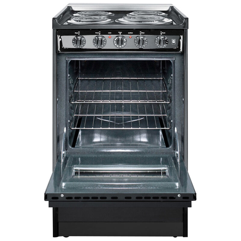 Summit 20 in. 2.4 cu. ft. Slide-In Electric Range with Coil Burners - Black, , hires