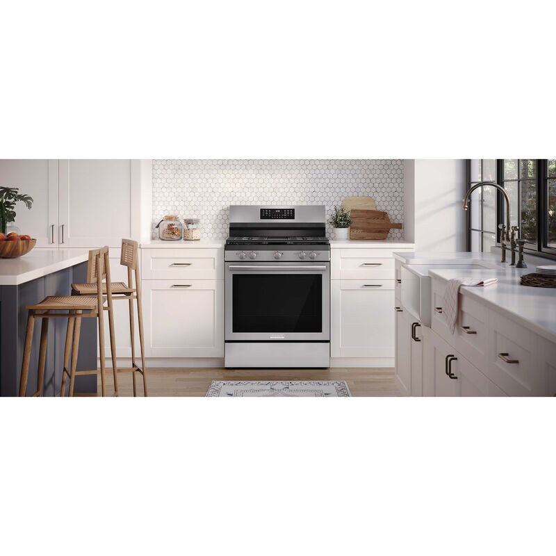 Frigidaire Gallery 30 in. 5.1 cu. ft. Air Fry Standard Convection Steam Gas Range with 5 Sealed Burners & Griddle - Stainless Steel, , hires