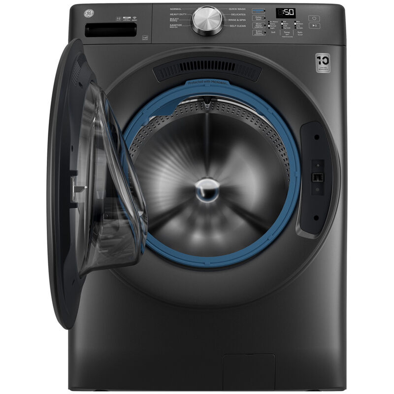 GE 28 in. 4.6 cu. ft. Smart Stackable Front Load Washer with Sanitize with Oxi - Carbon Graphite, , hires