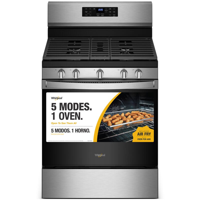 Whirlpool 30 in. 5 cu. ft. Air Fry Standard Convection Gas Range with 5 Sealed Burners - Stainless Steel, , hires