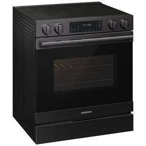 Samsung Bespoke 30 in. 6.3 cu. ft. Smart Air-Fry True European Convection Slide-In Electric Range with Radiant Burners - Matte Black Steel, Matte Black Steel, hires