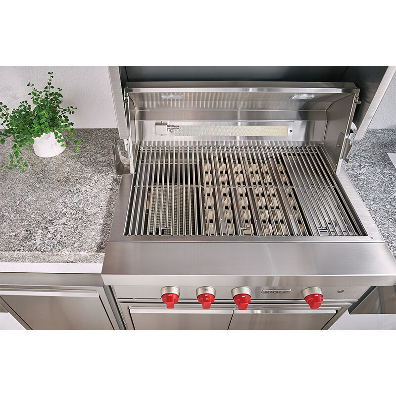 Wolf 36 in. 3-Burner Built-In Natural Gas Grill with Rotisserie, Sear Burner & Smoker Box - Stainless Steel, , hires