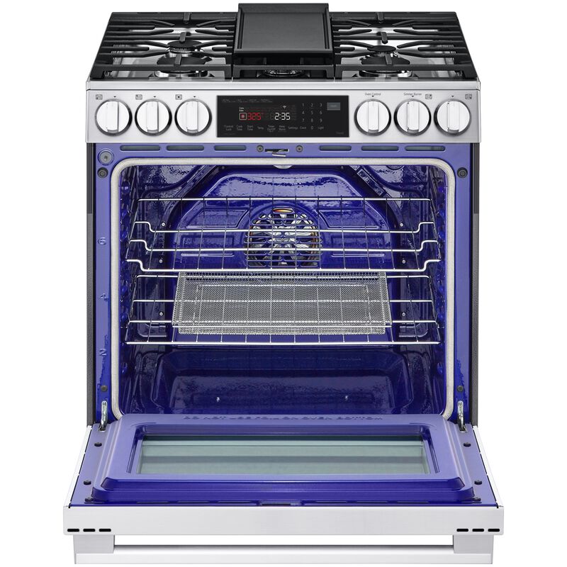 LG 30 in. 6.3 cu. ft. Smart Air Fry True European Convection Slide-In Gas Range with 5 Sealed Burners & Griddle - PrintProof Stainless Steel, , hires