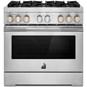 JennAir Rise Series 36 in. 5.1 cu. ft. Smart True European Convection Dual Fuel Range with 6 Sealed Burners - Stainless Steel, , hires