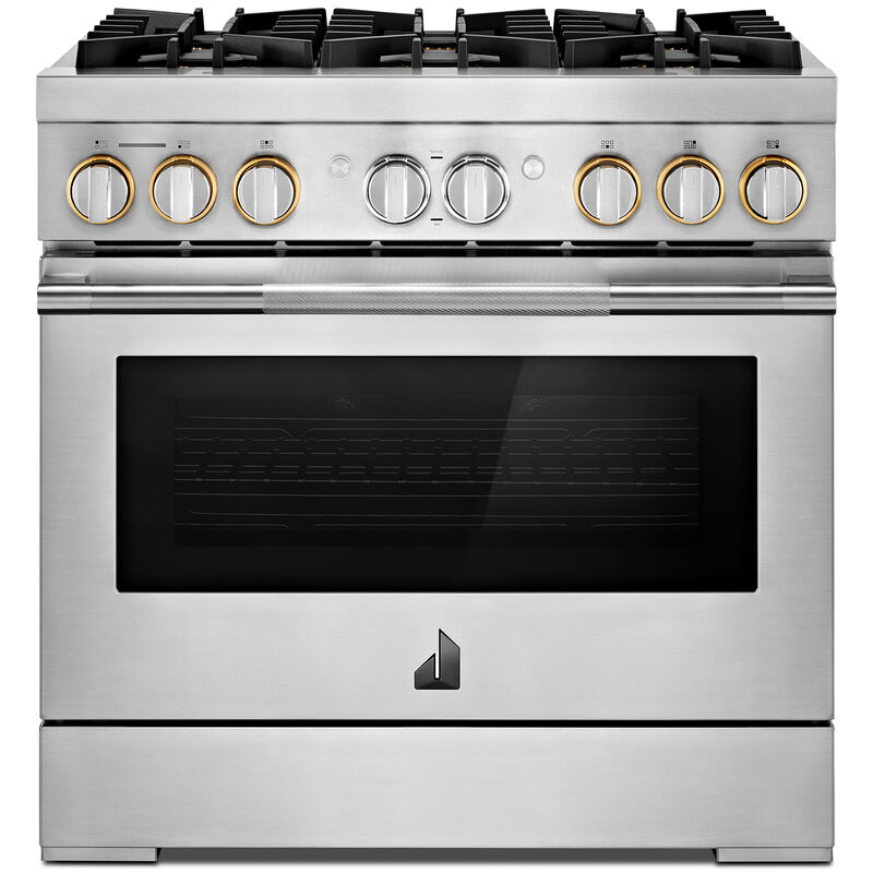 JennAir Rise Series 36 in. 5.1 cu. ft. Smart True European Convection Dual Fuel Range with 6 Sealed Burners - Stainless Steel, , hires