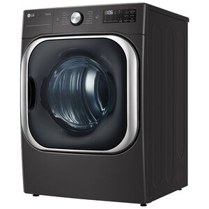 LG 29 in. 9.0 cu. ft. Smart Stackable Electric Dryer with Built-In Intelligence, TurboSteam Technology & Sensor Dry - Black Steel, Black Steel, hires