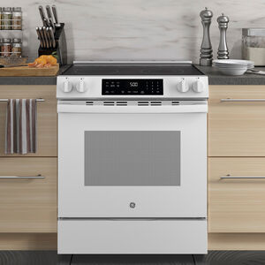 GE 500 Series 30 in. 5.3 cu. ft. Slide-In Electric Range with Radiant Burners - White, , hires