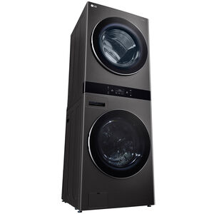 LG 27 in. 5.0 cu. ft. Smart Electric Front Load WashTower with AI Sensor Dry, TurboSteam, Allergiene Cycle, ezDispense, AI DD 2.0 Advanced Washing, Sensor Dry, Sanitize & Steam Cycle - Black Steel, , hires