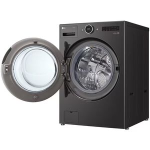 LG 27 in. 5.0 cu. ft. Front Loading Smart Washer with 25 Wash Programs, 19 Wash Options, Sanitize Cycle, Steam Wash & Self Clean - Black Steel, , hires