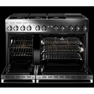 JennAir Noir Series 48 in. 6.3 cu. ft. Smart Convection Double Oven Freestanding Dual Fuel Range with 6 Sealed Burners & Griddle - Stainless Steel, , hires