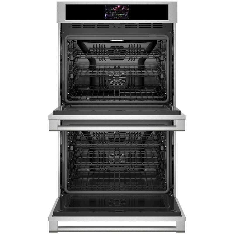 Monogram Statement Series 30 in. 10 cu. ft. Smart Top Control SpeedElectric Double Wall Oven with True European Convection - Stainless Steel, , hires
