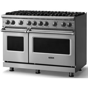 Viking 5 Series 48 in. 6.1 cu. ft. Standard Convection Double Oven Gas Range with 8 Sealed Burners - Stainless Steel - Natural Gas, Polished Chrome Trim Option, , hires