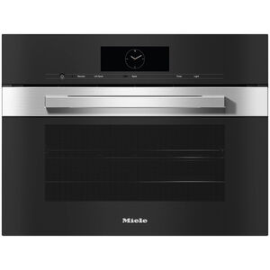 Miele PureLine Series 24 in. 1.7 cu. ft. Smart Steam Electric Single Wall Oven with True European Convection - Clean Steel, , hires