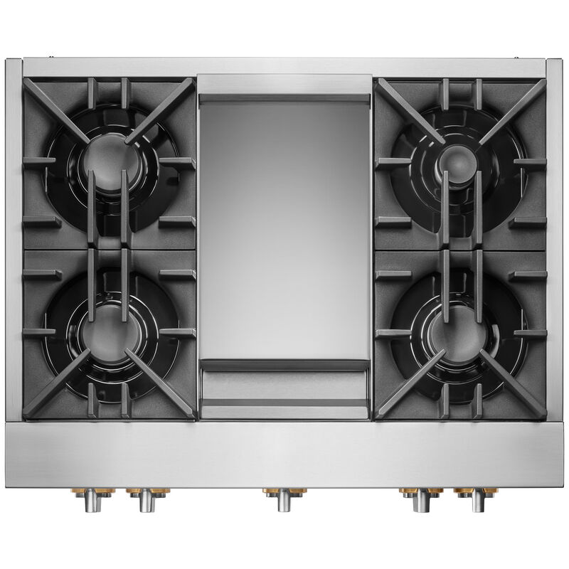 JennAir Rise 36 in. 4-Burner Natural Gas Rangetop with Griddle, Simmer Burner & Power Burner - Stainless Steel, , hires