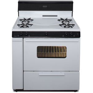 Premier 36 in. 3.9 cu. ft. Oven Freestanding Gas Range with 4 Open Burners - White, White, hires