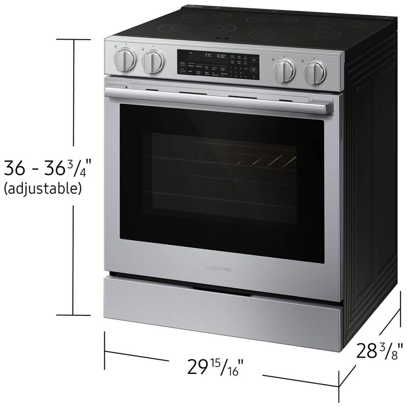Samsung Bespoke 30 in. 6.3 cu. ft. Smart Air-Fry True European Convection Slide-In Electric Range with Radiant Burners - Stainless Steel, Stainless Steel, hires