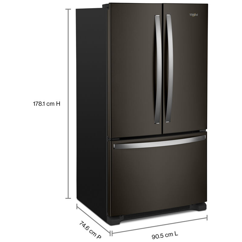 Whirlpool 36 in. 20 cu. ft. Counter Depth French Door Refrigerator with Internal Water Dispenser - Fingerprint resistant Black Stainless, Fingerprint Resistant Black Stainless, hires