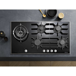 Miele 37 in. 5-Burner Natural Gas Cooktop with Power Burner - Black, , hires