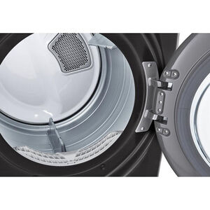 LG 27 in. 7.4 cu. ft. Smart Stackable Round-Door Electric Dryer with Tempered Glass, Built-In Intelligence, Sensor Dry, Turbo Steam, Sanitize & Steam Cycle - Black Steel, Black Steel, hires