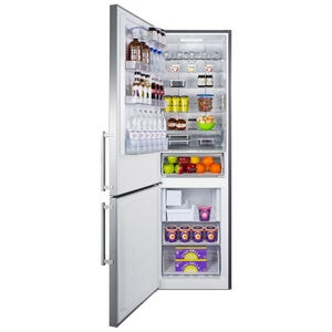 Summit 24 in. 11.7 cu. ft. Counter Depth Left-Hinged Bottom Freezer Refrigerator with Ice Maker - Stainless Steel, , hires