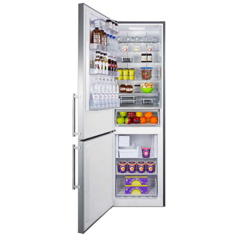 Summit 24 in. 11.7 cu. ft. Counter Depth Left-Hinged Bottom Freezer Refrigerator with Ice Maker - Stainless Steel, , hires