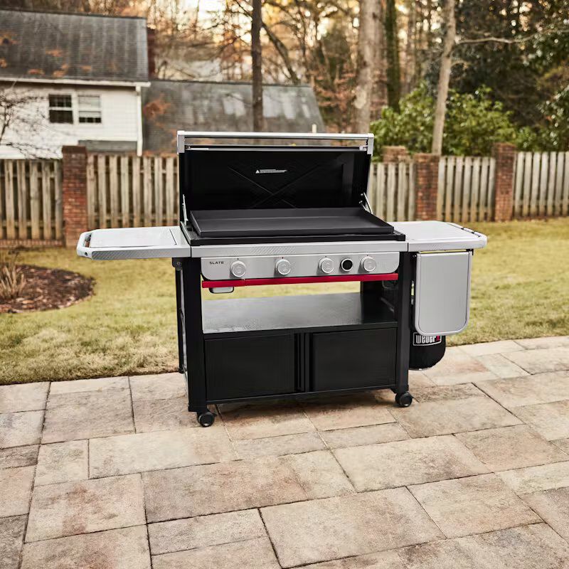 Weber Slate 36 in. 4-Burner Natural Gas Flat Top Griddle with Side