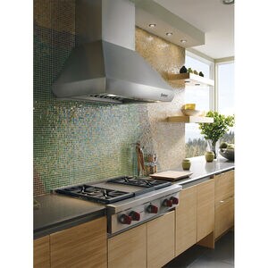 Wolf 36 in. Ducted Chimney Style Range Hood with 2 LED Lights - Stainless Steel, , hires