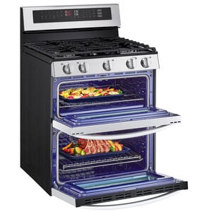 LG 30 in. 6.9 cu. ft. Smart Air Fry True European Convection Double Oven Gas Range with 5 Sealed Burners - Stainless Steel, , hires