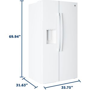 GE 36 in. 23.6 cu. ft. Counter Depth Side-by-Side Refrigerator with Ice & Water Dispenser - White, , hires