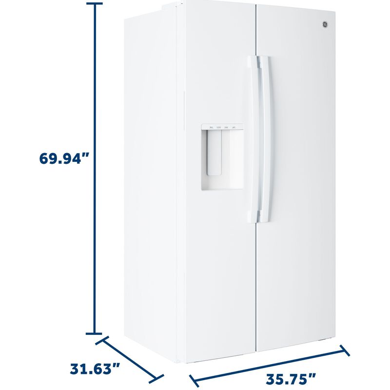 GE 36 in. 23.6 cu. ft. Counter Depth Side-by-Side Refrigerator with Ice & Water Dispenser - White, , hires