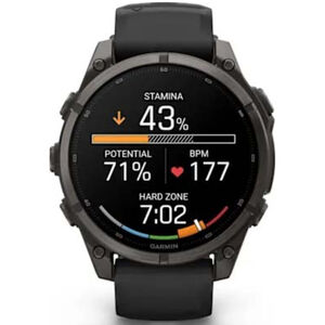 Garmin fenix 9 47 mm, AMOLED Smart Watch - Carbon Gray DLC Titanium with Black Silicone Band, , hires