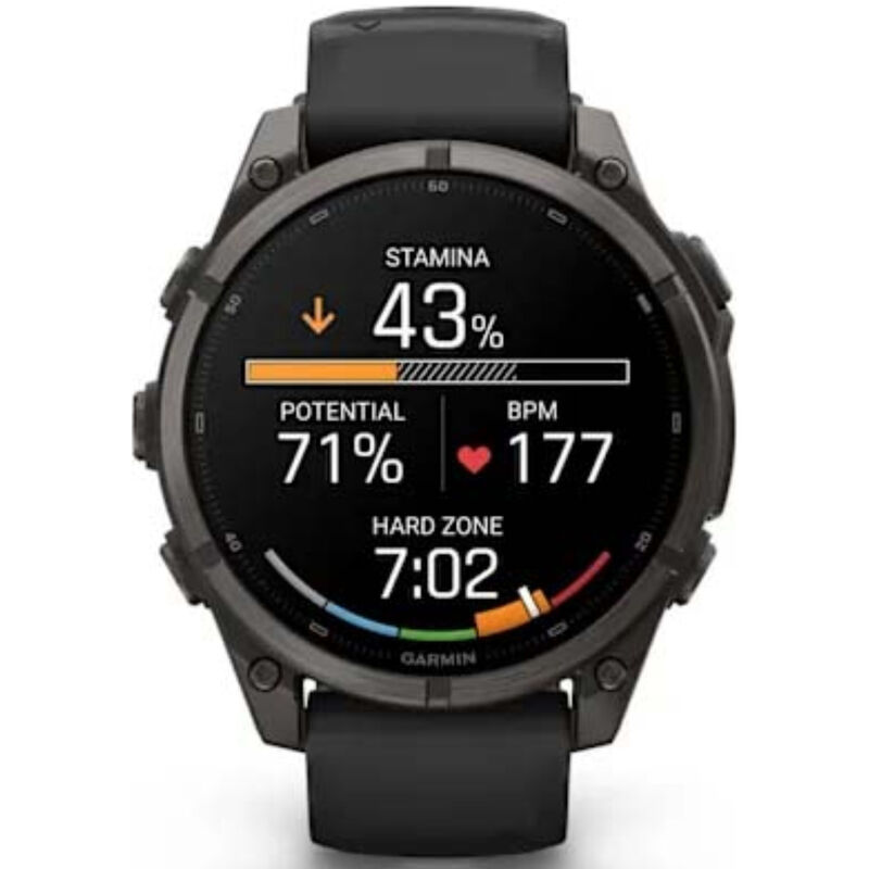 Garmin fenix 9 47 mm, AMOLED Smart Watch - Carbon Gray DLC Titanium with Black Silicone Band, , hires
