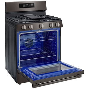 LG 30 in. 6.3 cu. ft. Smart Air-Fry True European Convection Gas Range with 5 Sealed Burners & Griddle - Black Stainless Steel, , hires