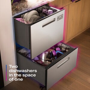 GE Profile 24 in. Smart Double Dishwasher Drawer with Front Control, 48 dBA Sound Level & Pocket Handle - Fingerprint Resistant Stainless, , hires