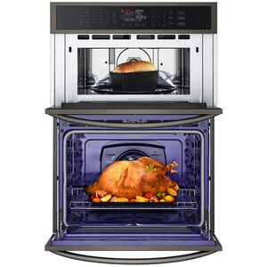 LG 30 in. 6.4 cu. ft. Electric Smart Oven/Microwave Combo Wall Oven with Standard Convection & Self Clean - PrintProof Black Stainless Steel, , hires